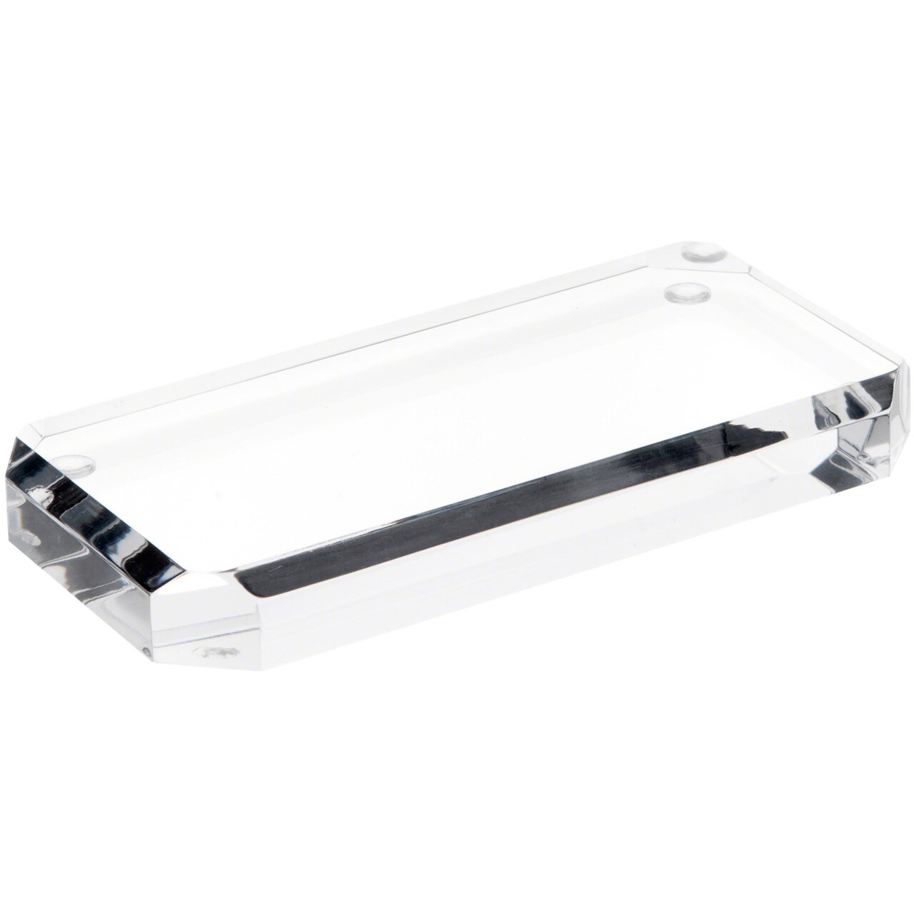 Plymor Clear Acrylic Beveled Corner-Cut Rectangular Display Base, 6" W x 3" D x 0.75" H